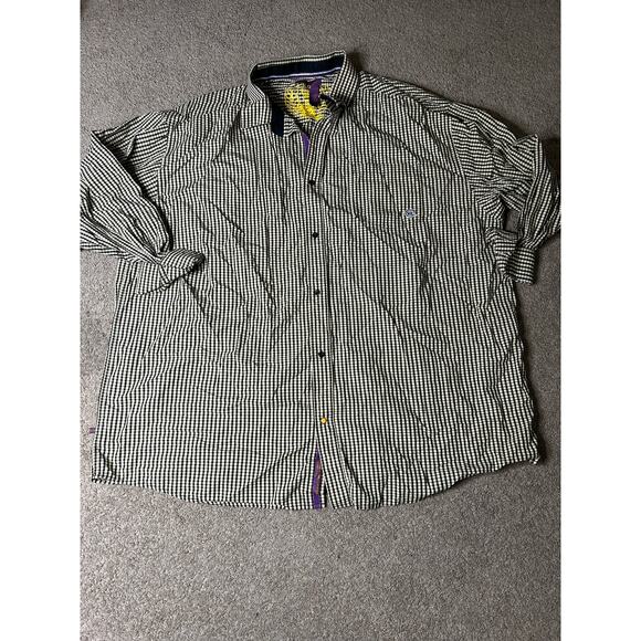 Rocawear Men’s Big Size 5X Black and Yellow Plaid Button Up Shirt - Picture 1 of 5